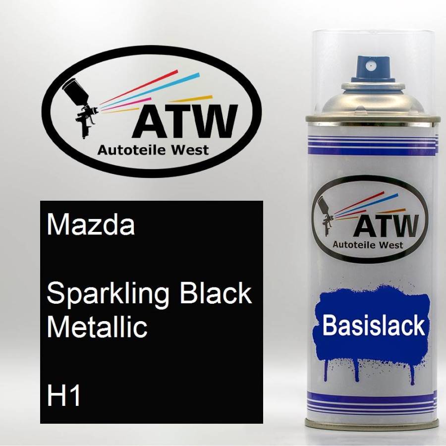 Mazda, Sparkling Black Metallic, H1: 400ml Sprühdose, von ATW Autoteile West.